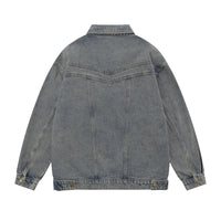 Retro Workwear Pocket Zipper Denim Clothes Jacket Spring And Autumn