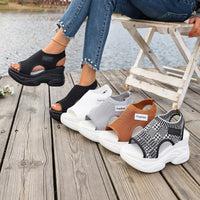 Summer Fishmouth Chunky Wedge Sandals Women's Casual Breathable Footwear Daily Shoes