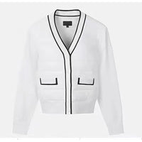 Black And White Simple Fashionable Knitted Coat