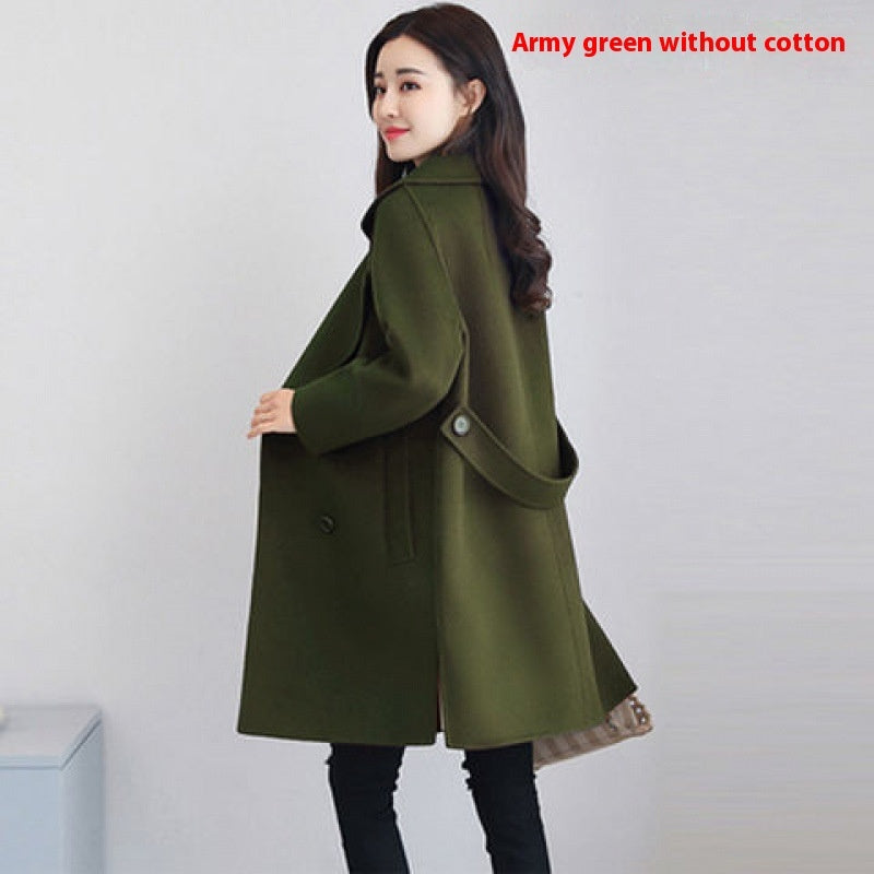 Cotton And Thickening Wool Overcoat Slimming Small Woolen Coat