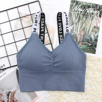 Letter Wide Strap Tube Top Seamless Thread Beauty Back