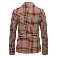 Men's Fashion Casual Slim Fit Plaid Suit Jacket