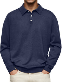 Winter Dralon Long Sleeve V-neck Buttons Men's Casual Jacket Polo Shirt
