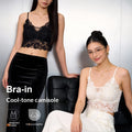 French-style Lace Mesh Camisole With Chest Pads Lightweight Outerwearbase Layer Top