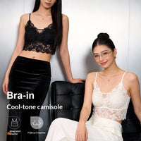 French-style Lace Mesh Camisole With Chest Pads Lightweight Outerwearbase Layer Top