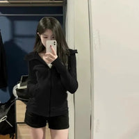 Hooded Gray Sweater For Women Casual Cardigan Coat
