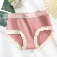 Ladies Seamless Panties Enlarged Briefs Mid-high Waist Bow Graphene Cotton Crotch