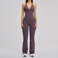 Sports Neck-Hanging Beautiful-Back Brushed Flared Yoga Set