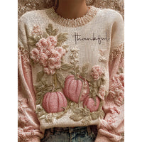 Womens Christmas Top Crew-neck Sweater In Faux Wool