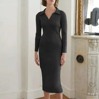 French-style Sexy Deep V-Neck Lapel Slimming Dress