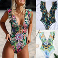 Strap Retro Digital Print Beach Swimsuit