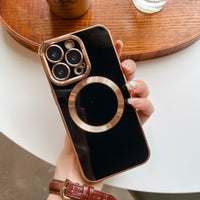 Solid Color Electroplating Magnetic Pull Ribbon Lens Protector Protection Mobile Phone Shell
