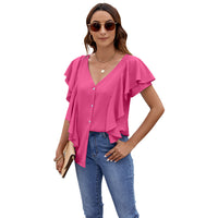 Lotus-leaf Sleeve Shirt Single-breasted Top Cardigan