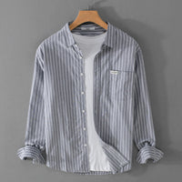 Oxford Japanese Style Shirt Cotton Clothes Leisure Iron-free Stripes