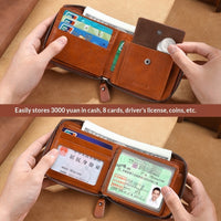 Mens Cowhide Wallet With Multiple Card Slots And A Zipper