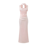 Square Neckline Collarbone-baring Strapless Figure-hugging Pleated Waist-cinching Sheath Skirt