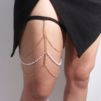 Women's Black Pearl Chain Leg Chain