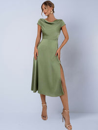 Women's Slim-fit Split Short-sleeve Dress