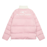 Ribbon Patchwork Stand-up Collar Bread Loose Warm Cotton Coat