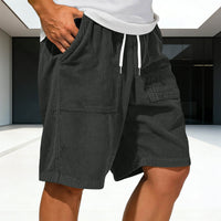 Men's Retro Corduroy Lace-Up Pocket Casual Shorts