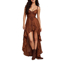 Women's Fashion Vintage Irregular Dress With Ruffled Hem