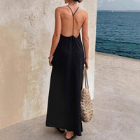 Solid-color Sleeveless Loose-fitting Beachseaside Dress For Women