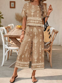 Women's Contrast-Colored Ethnic-Style Printed Set