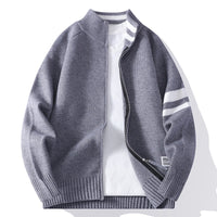 Mens Thermal Knitted Jacket With A Mock Neck And Long Sleeves