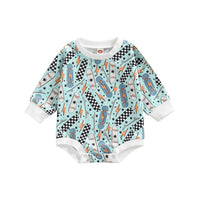 Baby Emerald Brown Skateboard Printed Romper