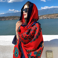 Ethnic Style Sun Protection Talma Tibet Desert Travel Thin Holiday Silk Scarf
