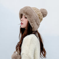 Solid Color Wool Knitted Ear Protection Warm Hat