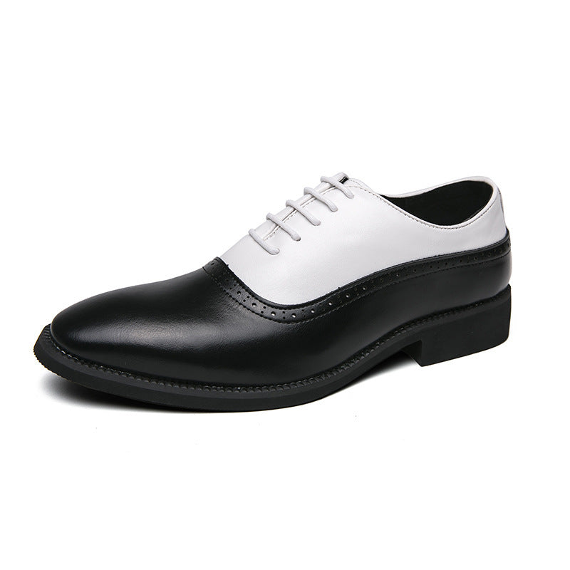 Men's Business Double Color Block Leather Shoes