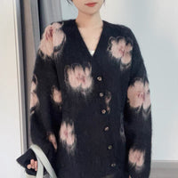 Women's Autumn And Winter New Flower Sweater Coat Top