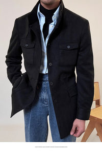 Spring Italian Suede Stand Collar Safari Jacket Jacket