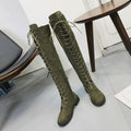 Lace-up Over-the-knee Flat Boots Women's Shoes
