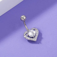 Heart-shaped Round Zircon Navel Ring Navel Nail Puncture