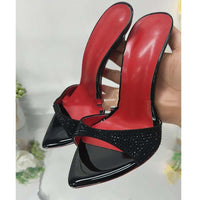 Rhinestone Ankle-strap Open Toe Sandals And Slippers Fashionable All-matching