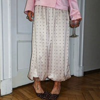 Versatile White Polka-Dot Pants For Women