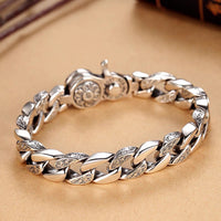 Six Character Mantra Rotatable Wide Version Men's Retro Bracelet