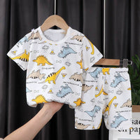 Two-piece Cotton T-shirt With Short Sleeves For Boys And Girls