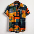 Men's Floral Cotton Linen Leisure Pullover Short-sleeved Shirt