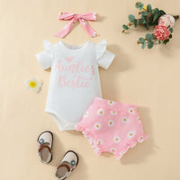 Summer Girls' Letter Printing Onesie Small Chrysanthemum Printing