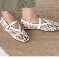 Round Toe Flat Bottom Non-slip Women's Plus Size Breathable Mesh Hole Shoes