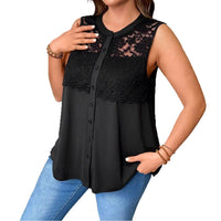 Plus-size Womens Summer Crew-Neck Patchwork Lace Cardigan