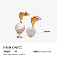 Heart Baroque Pearl Stainless Steel Earrings