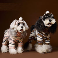 Dog Clothes Four-leg Warm Striped Thick Base Schnauzer Teddy Bichon Maltese Sweater
