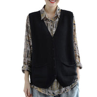New Versatile Retro Solid Color And V-neck Vest