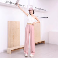 Women's Lightweight High-waisted Loose-fit Ice-silk Wide-leg Pants