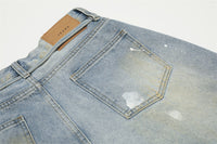 American Painting Splashed Ink Printing Denim Shorts