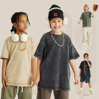 Washed Round Neck Short Sleeve Batik Children's T-shirt